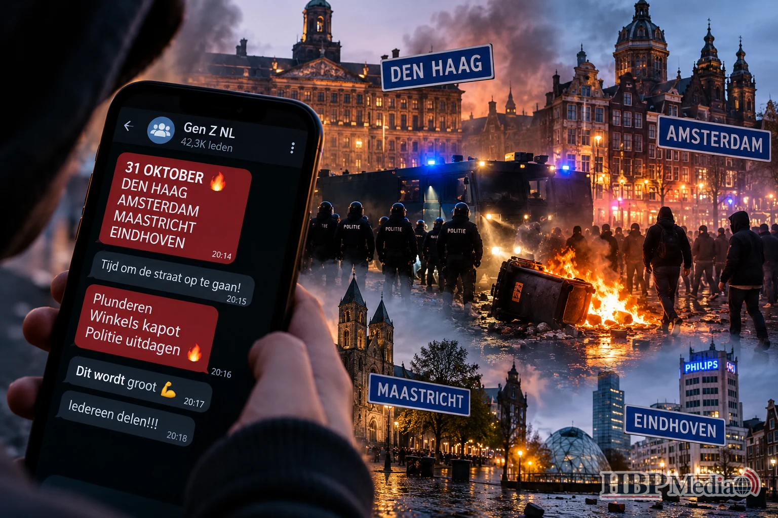 Online oproepen tot Gen Z-protesten op 31 oktober 2026 zorgen voor zorgen over mogelijke rellen en plunderingen in Den Haag, Amsterdam en andere Nederlandse steden.