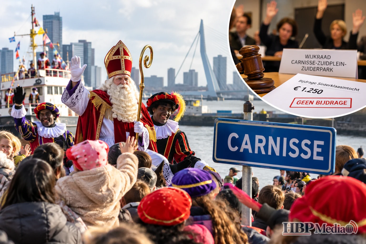 Sinterklaasintocht in Rotterdam-Charlois dreigt voor de wijk Carnisse te verdwijnen nadat vier wijkraadsleden tegen een bijdrage van 1250 euro stemden.