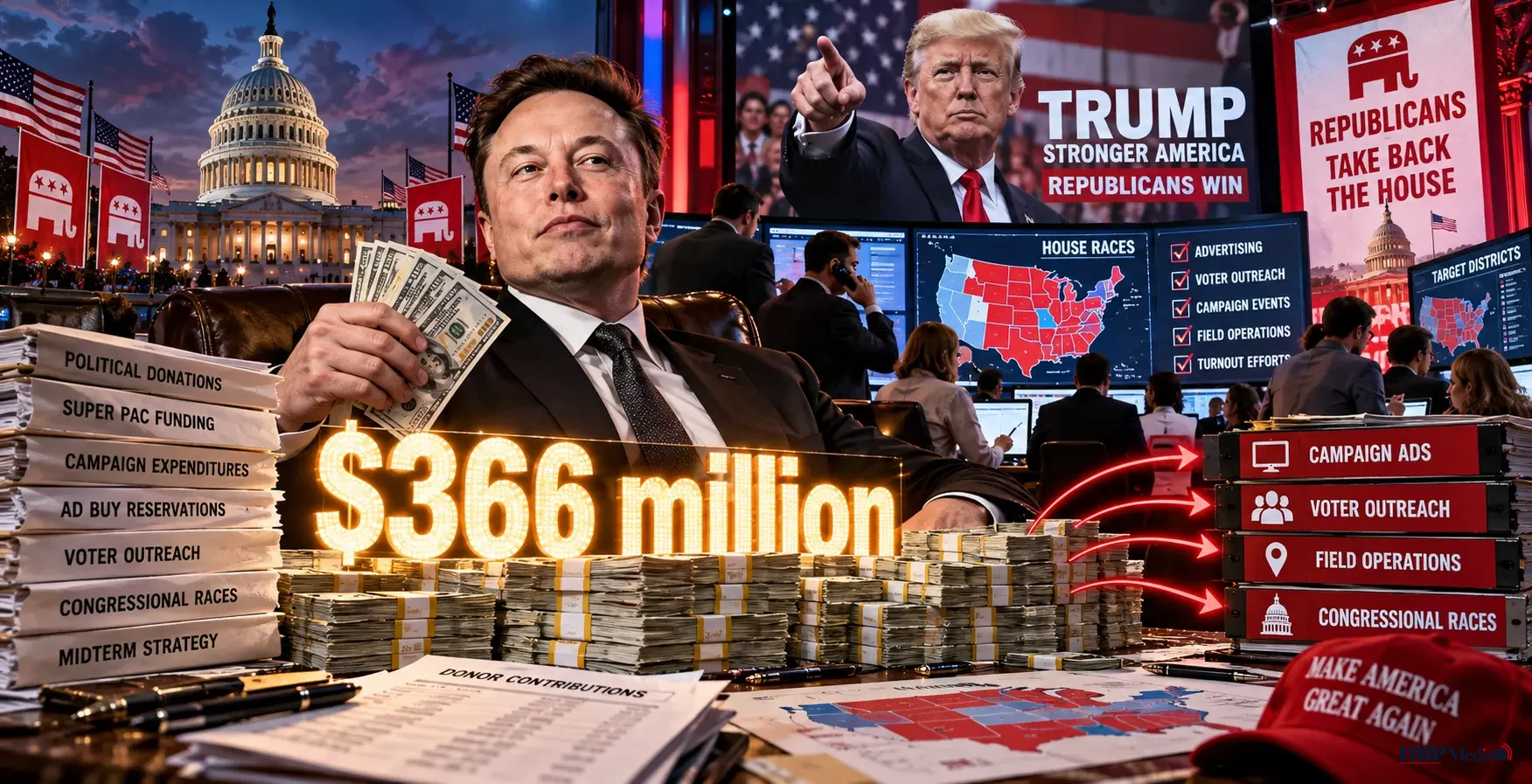 Elon Musk investeert 366 miljoen dollar in de Amerikaanse tussentijdse verkiezingen om de Republikeinen van Donald Trump te ondersteunen.