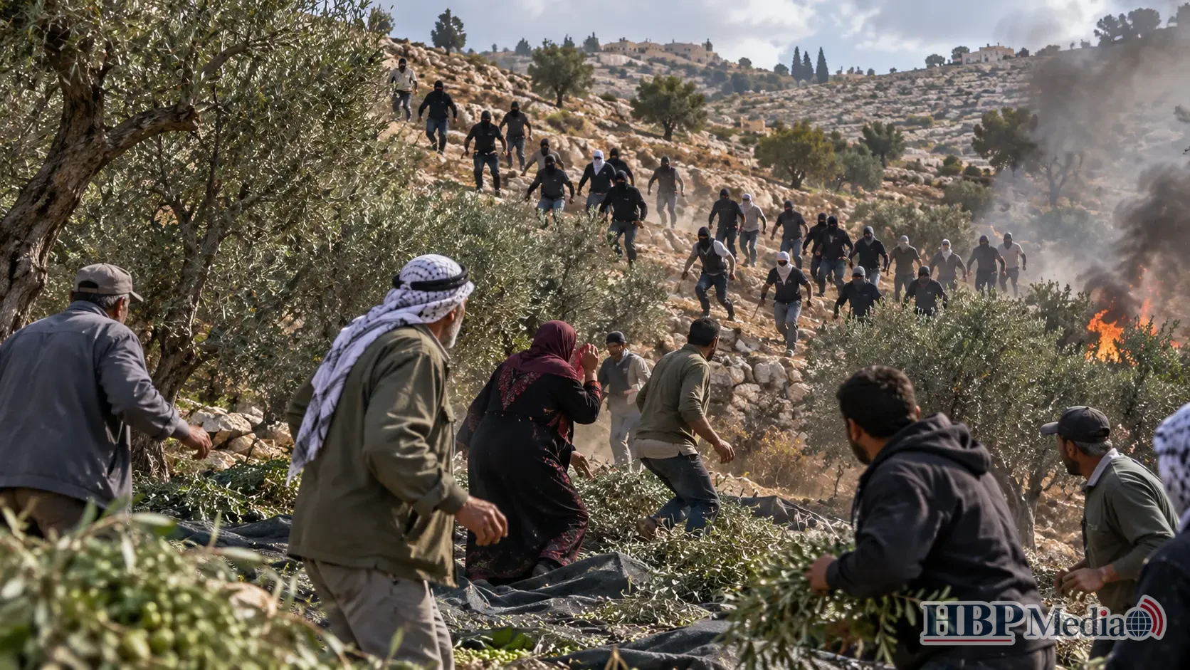 Israëlische kolonisten vallen Palestijnse olijfboeren aan op de Westelijke Jordaanoever. Bij de aanval raken bewoners en een Amerikaanse persfotograaf gewond.